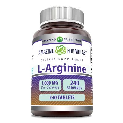 Amazing Formulas L-Arginine 1000mg Tablets | Amino Acid Supplement for Women & Men | Non-GMO | Gluten Free | Made in USA (240 Count)