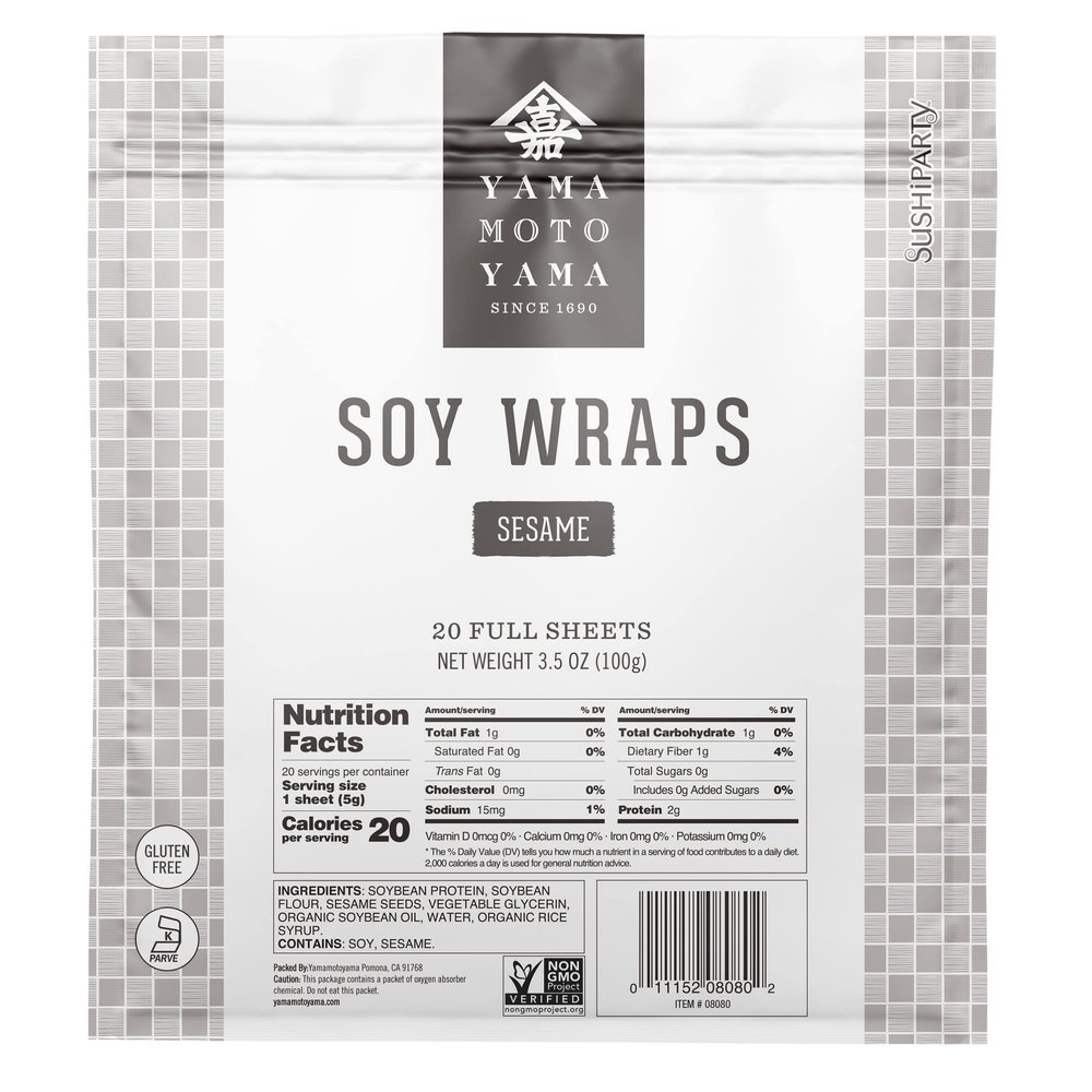 Yamamotoyama Sushi Party Soy Wrapper, Sesame, 20 Count, 3.5 Ounce Bag