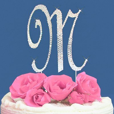 Fully Covered in Crystal Monogram Wedding Cake Topper Letter - Letter M
