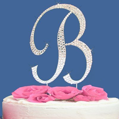 Fully Covered in Crystal Monogram Wedding Cake Topper Letter - Letter B