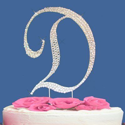 Fully Covered in Crystal Monogram Wedding Cake Topper Letter - Letter D