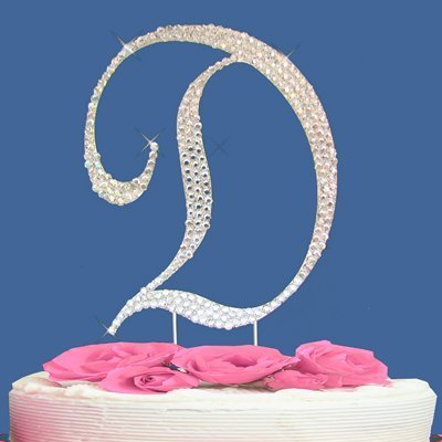Fully Covered in Crystal Monogram Wedding Cake Topper Letter - Letter D