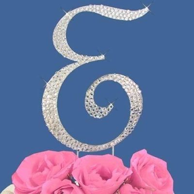 Fully Covered in Crystal Monogram Wedding Cake Topper Letter - Letter E