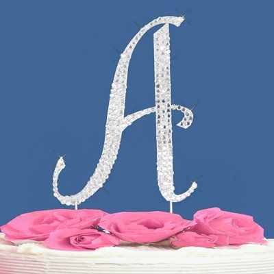 Fully Covered in Crystal Monogram Wedding Cake Topper Letter - Letter A