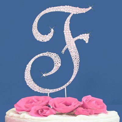 Fully Covered in Crystal Monogram Wedding Cake Topper Letter - Letter F