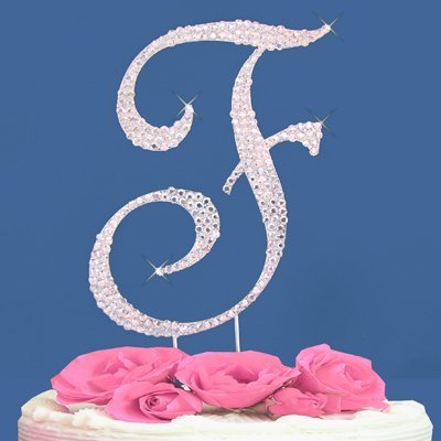 Fully Covered in Crystal Monogram Wedding Cake Topper Letter - Letter F