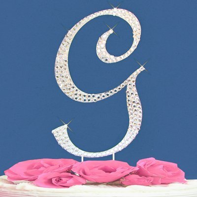 Fully Covered in Crystal Monogram Wedding Cake Topper Letter - Letter G