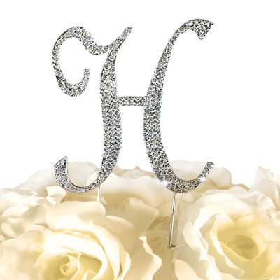 Fully Covered in Crystal Monogram Wedding Cake Topper Letter - Letter H