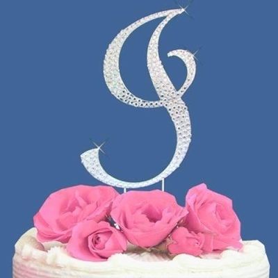 Fully Covered in Crystal Monogram Wedding Cake Topper Letter - Letter I