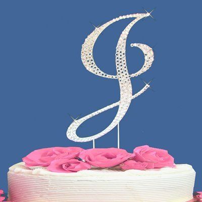 Fully Covered in Crystal Monogram Wedding Cake Topper Letter - Letter J