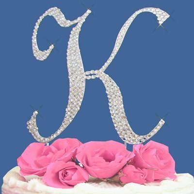 Fully Covered in Crystal Monogram Wedding Cake Topper Letter - Letter K