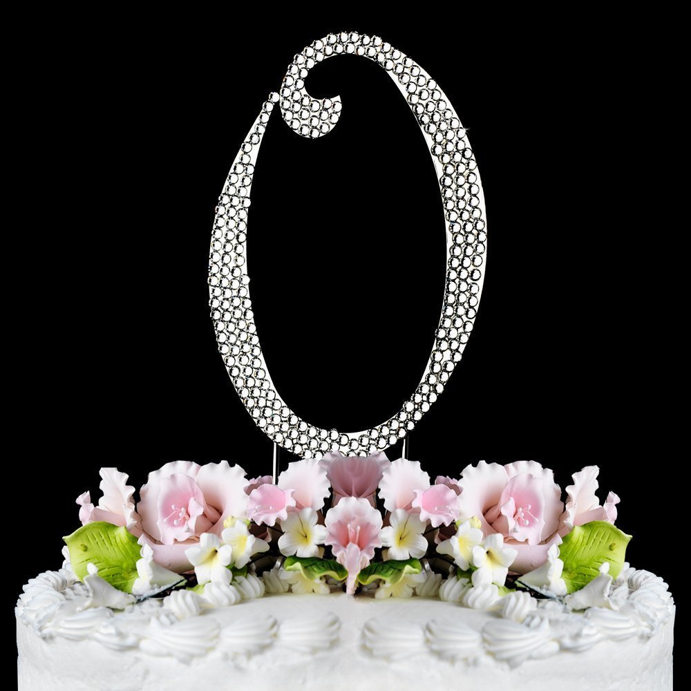 1 X Fully Covered in Crystal Monogram Wedding Cake Topper Letter - Letter O