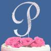 Fully Covered in Crystal Monogram Wedding Cake Topper Letter - Letter P view 1
