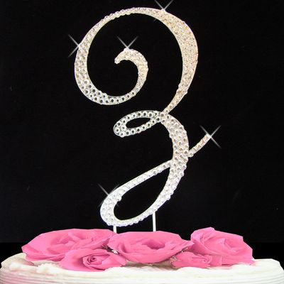 Letter Z - Crystal Monogram Wedding Cake Topper Letter Large Silver