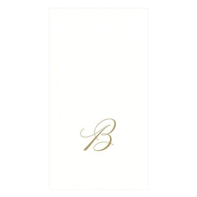 Caspari White Pearl Paper Linen Guest Towels, Monogram Initial B, Pack of 24