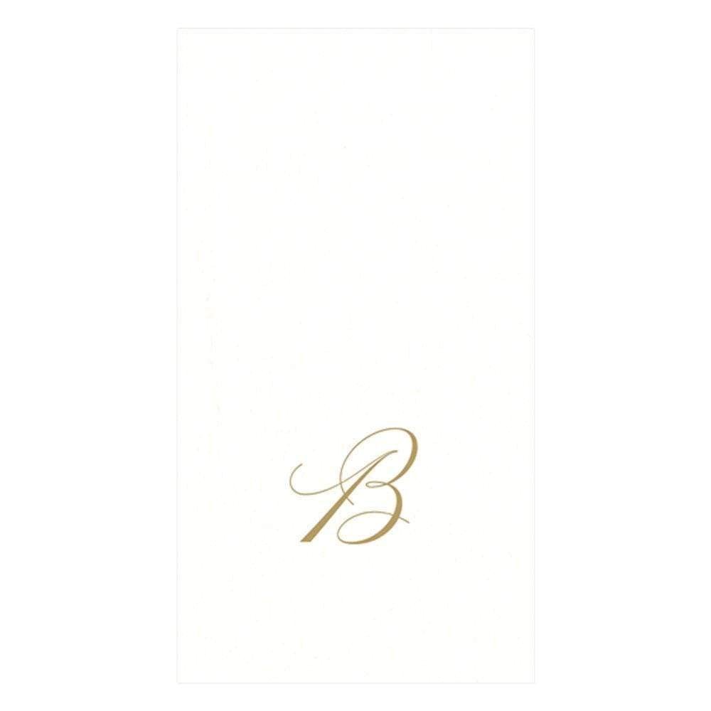 Caspari White Pearl Paper Linen Guest Towels, Monogram Initial B, Pack of 24