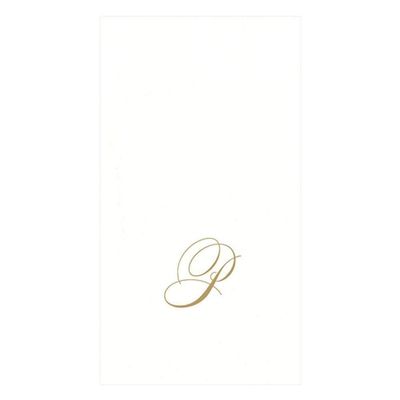 Caspari White Pearl Paper Linen Guest Towels, Monogram Initial P, Pack of 24