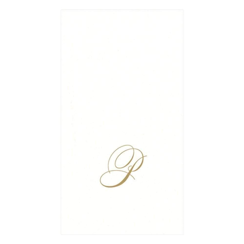 Caspari White Pearl Paper Linen Guest Towels, Monogram Initial P, Pack of 24