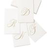 Caspari White Pearl Paper Linen Guest Towels, Monogram Initial T, Pack of 24 view 2
