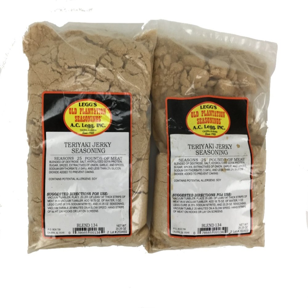 A.C. Legg - Teriyaki Jerky Seasoning for 50 Pounds of Meat, 2 Packs - 20.25 Ounce each - with Cure