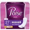 Poise Incontinence Pads for Women, Ultimate Absorbency, Long, Original Design, 108 Count (4 Packs of 27) view 1