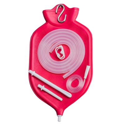 HealthAndYoga NaturoFlo Enema Bag Kit - Open Fountain top (2 Quart) - Silicone Tubing and Strong Metal Suspension