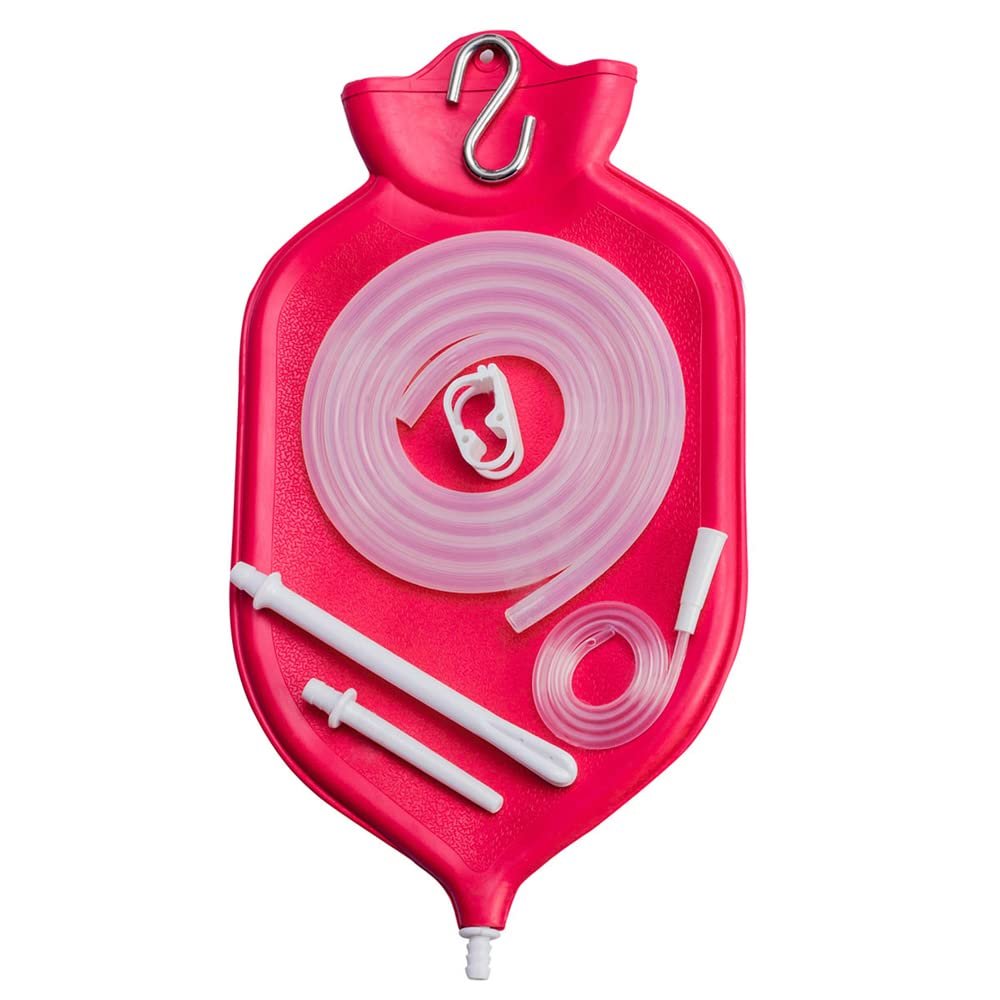 HealthAndYoga NaturoFlo Enema Bag Kit - Open Fountain top (2 Quart) - Silicone Tubing and Strong Metal Suspension