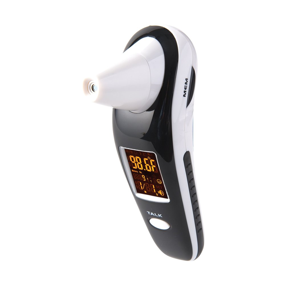 HealthSmart DigiScan Digital Accurate Infrared Thermometer, Instant Read Talking Forehead Thermometer, Ear Thermometer, For Babies, Children, and Adults, Black