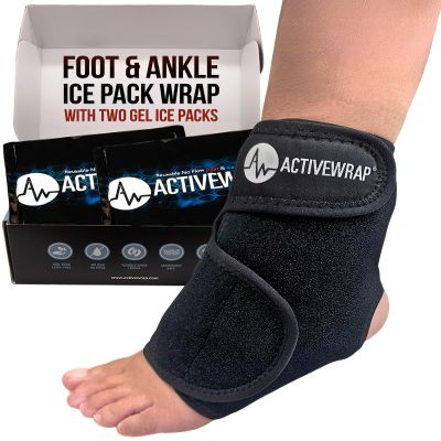 ActiveWrap Foot & Ankle Heat and Ice Pack Wrap for Heel, Arch, and Ankle Discomfort, Swelling, Soreness, and Injury Recovery Reusable Hot & Cold Wrap with Adjustable Compression Straps, Large/X-Large