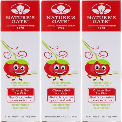 Nature's Gate Natural Toothpaste Gel, Cherry for Kids, 5 oz (Pack of 3) Set