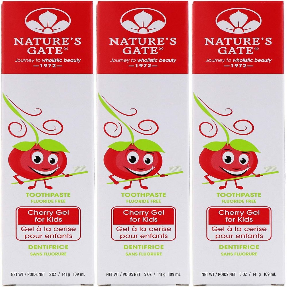 Nature's Gate Natural Toothpaste Gel, Cherry for Kids, 5 oz (Pack of 3) Set