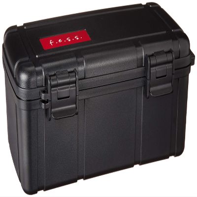 F.e.s.s. Fess F15 Double Clamp Black Cigar Humidor Water Resistant Crush-proof Air tight Holder Portable Humidifier Travel Case for up to 10-15 Cigars