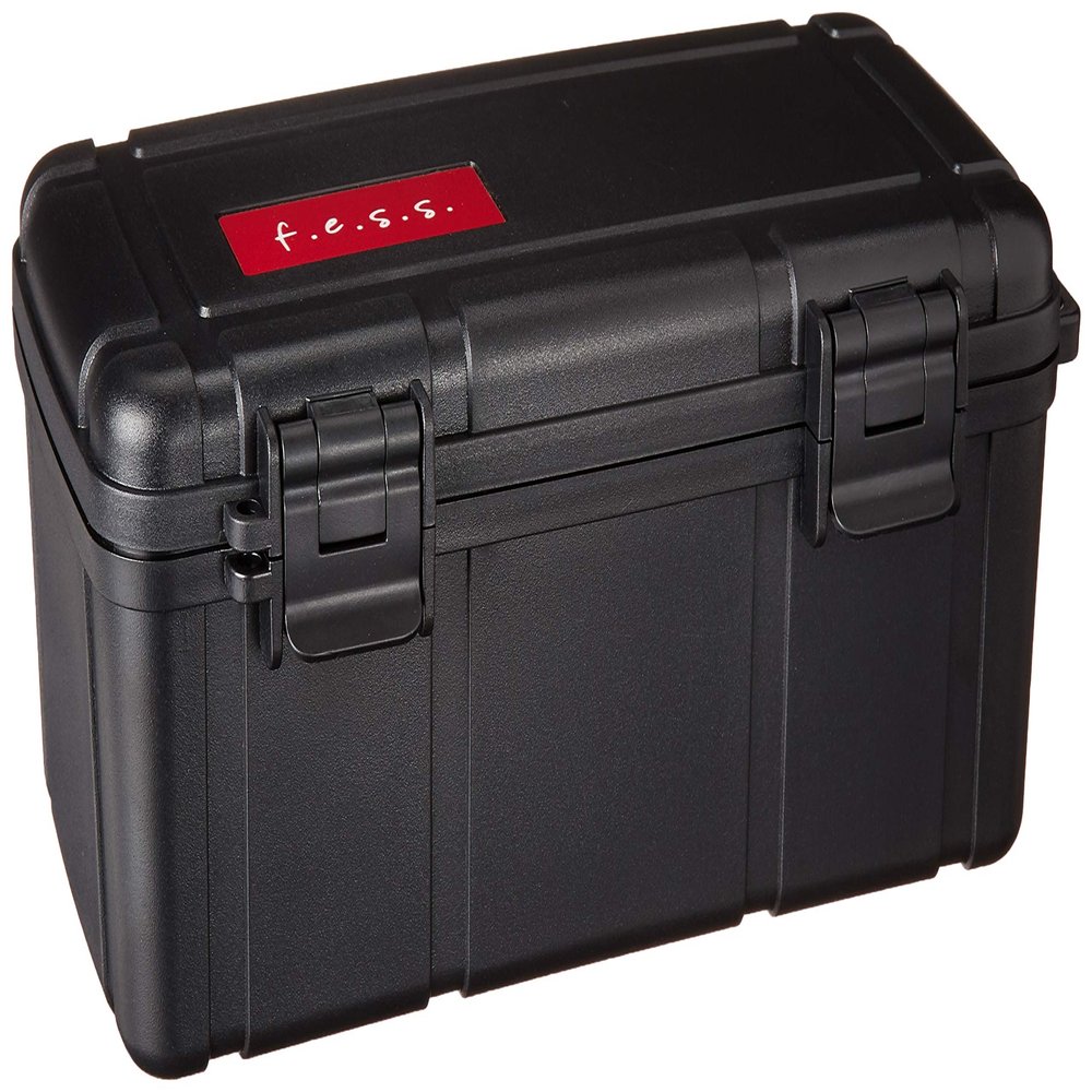 F.e.s.s. Fess F15 Double Clamp Black Cigar Humidor Water Resistant Crush-proof Air tight Holder Portable Humidifier Travel Case for up to 10-15 Cigars