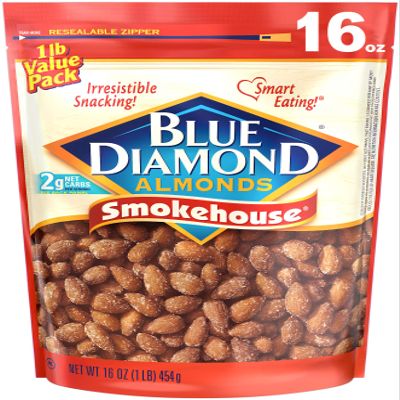 Blue Diamond Almonds Smokehouse Flavored Snack Nuts, 16 Oz Resealable Bag, (Pack of 1)