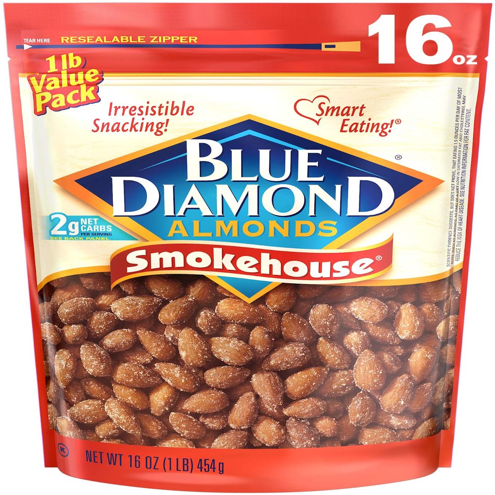 Blue Diamond Almonds Smokehouse Flavored Snack Nuts, 16 Oz Resealable Bag, (Pack of 1)