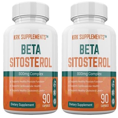 KRK SUPPLEMENTS 2 Bottles Beta Sitosterol 800mg Per Serving 180 Total Capsules Prostate Support