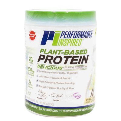 Performance Inspired Nutrition Plant-Based Protein Powder  All Natural  20G Protein  1B Probiotics  Digestive Enzymes  Fiber Packed  Gluten Free  Vanilla Bean  1.5lb