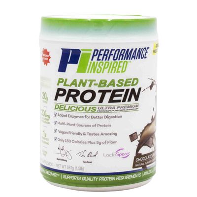 Performance Inspired Nutrition Plant Protein Powder All Natural 20G Protein 1B Probiotics Digestive Enzymes Fiber Packed Gluten Free Chocolate Delight 1.5lb