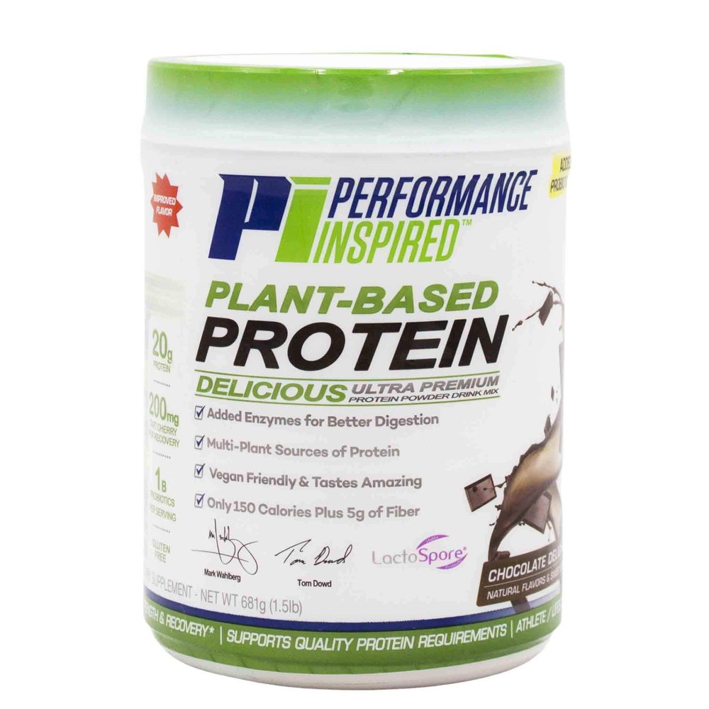 Performance Inspired Nutrition Plant Protein Powder All Natural 20G Protein 1B Probiotics Digestive Enzymes Fiber Packed Gluten Free Chocolate Delight 1.5lb