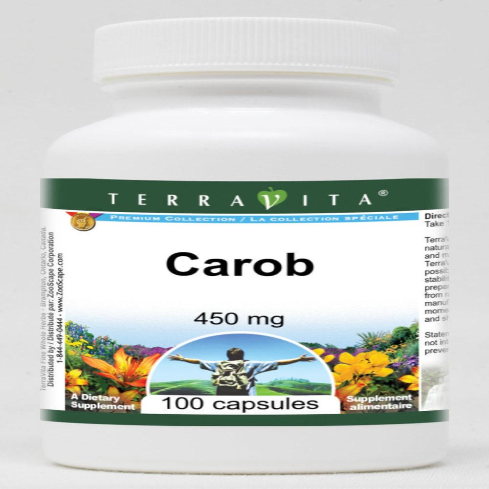 Carob - 450 mg (100 Capsules, ZIN: 519496) - 3 Pack