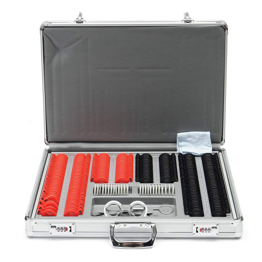 CGOLDENWALL 266 Pcs Optical Lens Optometry Rim Case Kit Set w/Optometry Test Trial Frame