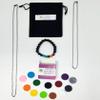 Aromatherapy Essential Oil Diffuser Stainless Steel 30MM Silver Magnetic Locket Pendant with Chain Necklace and Colored Refill Pads & Diffuser Bracelet all in a velvet bag (Snowflake2) view 3
