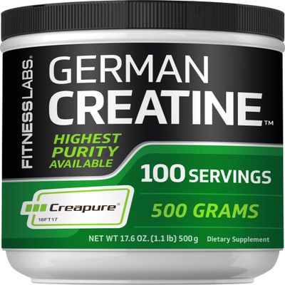 Fitness Labs German Creatine Monohydrate Powder | 500 Grams | Creapure Fitness Supplement | for Men & Women | Unflavored | 100 Servings