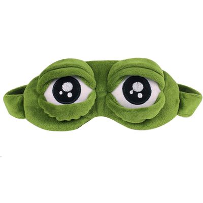 Aisa 3D Frog Cute Cartoon Design Sleeping Eye Blinder Travel Office Snap Soft Plush Eye Mask Green