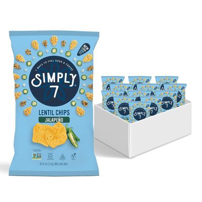 Simply 7 Lentil Chips, Jalapeno, 4-ounce Bags (Pack of 12)