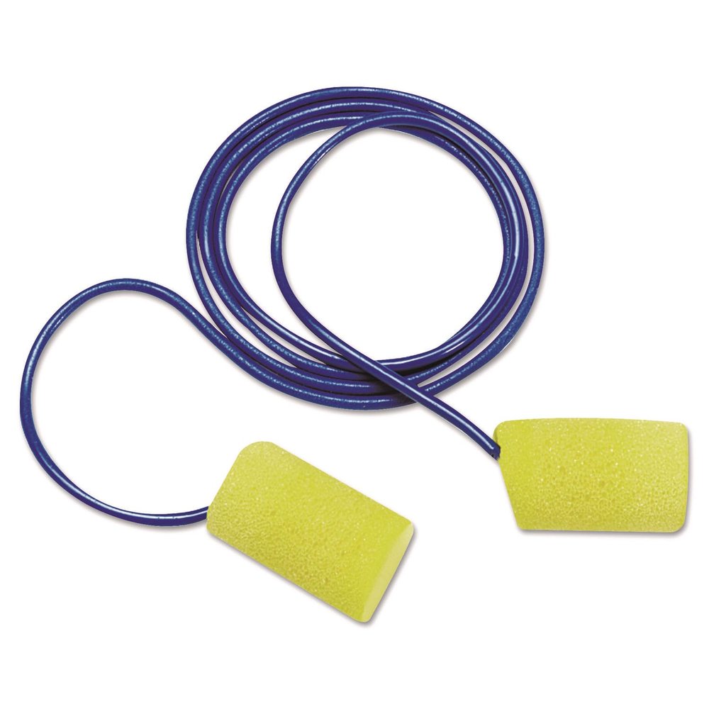 3M Ear Plugs, E-A-R Classic Plus 311-4101, Metal Detectable Cord, 200 Pair of Disposable Earplugs, 1 Pair/Poly Bag, 33 dB NRR, Foam, Slightly Longer, Roll Down, ANSI/ASA S12.71-2018