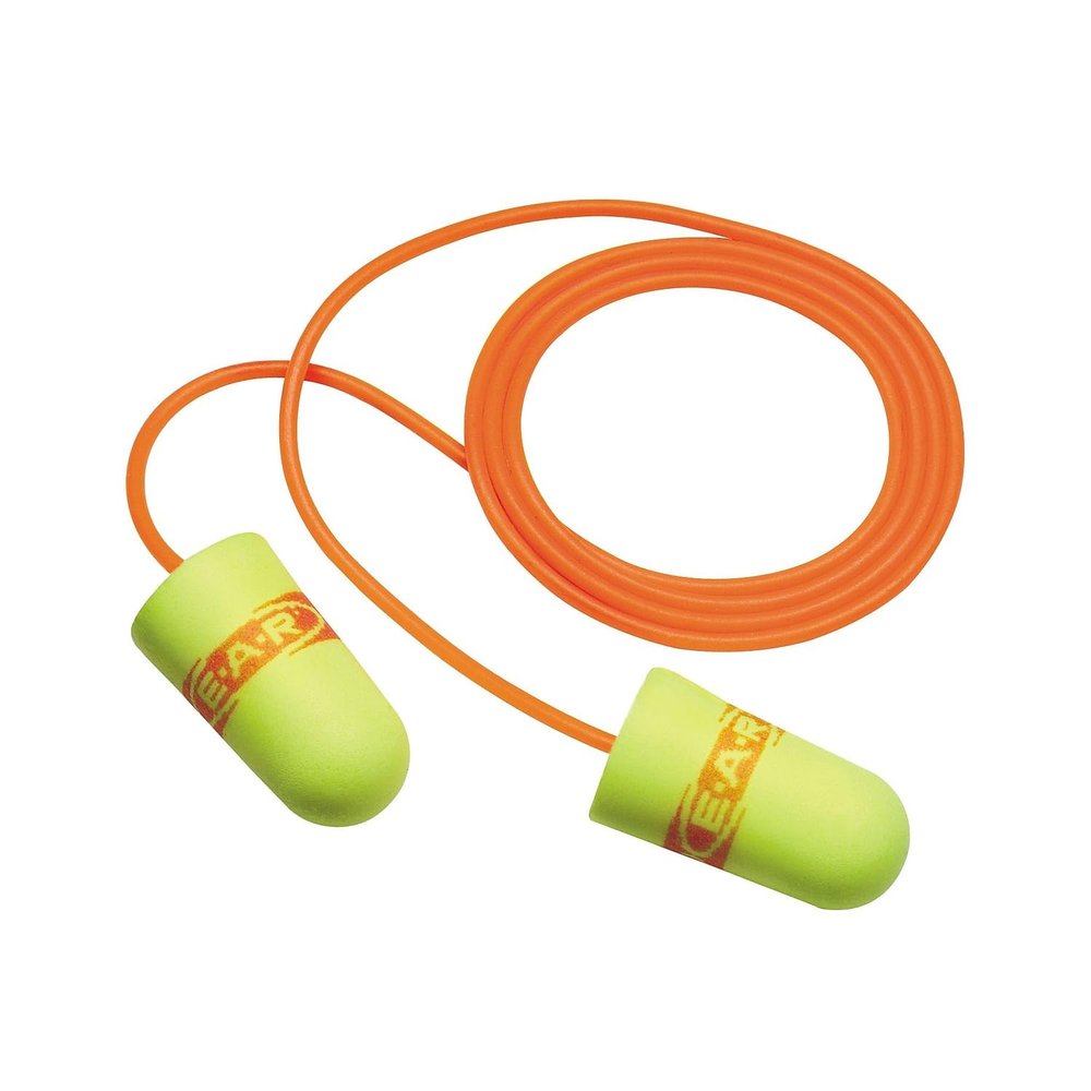 3M Ear Plugs, 200/Box, E-A-Rsoft SuperFit 311-1254, Corded, Disposable, Foam, NRR 33, Drilling, Grinding, Machining, Sawing, Sanding, Welding, 1/Poly Bag
