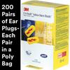3M Ear Plugs, 200 Pairs/Box, E-A-Rsoft Yellow Neon Blasts 312-1252, Uncorded, Disposable, Foam, NRR 33, Drilling, Grinding, Machining, Sawing, Sanding, Welding, 1 Pair/Poly Bag view 2