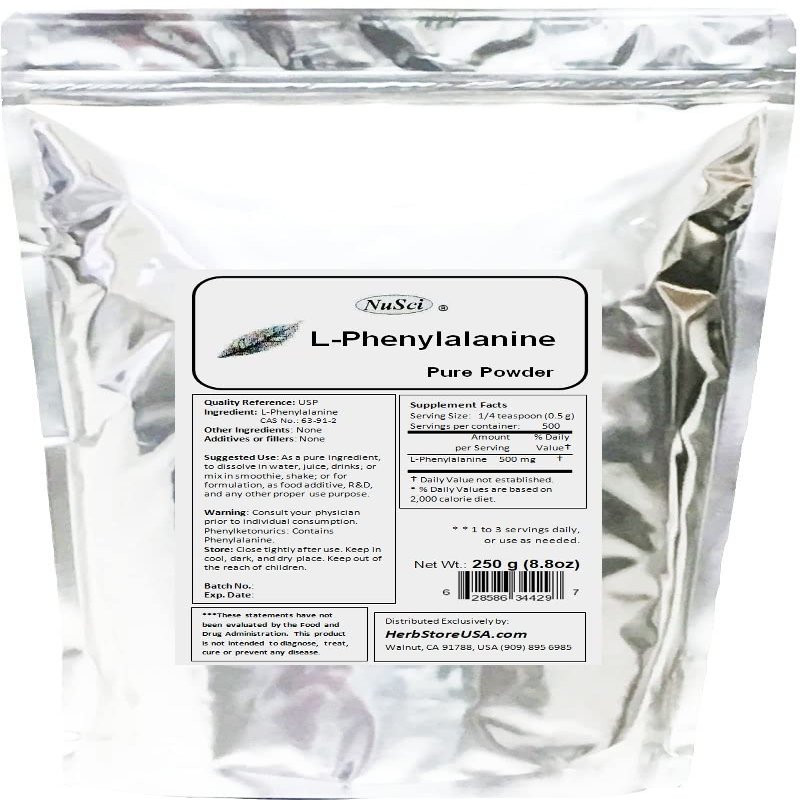 NuSci L-Phenylalanine Pure Powder 250g (8.8oz)