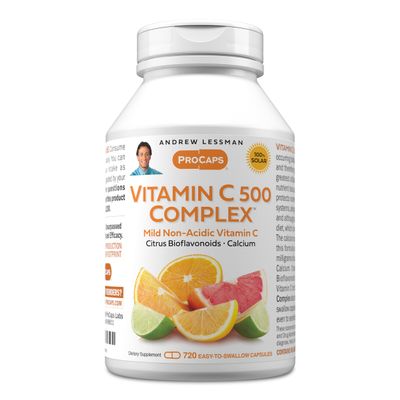 ANDREW LESSMAN Vitamin C 500 Complex 720 Capsules - Non-Acidic Vitamin C Plus Citrus Bioflavonoids for Immune System and Anti-Oxidant Support, No Stomach Upset, Small Easy to Swallow Capsules